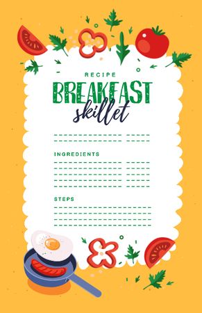 Breakfast Skillet Cooking Steps Recipe Card Design Template