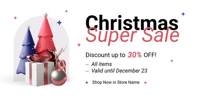 Designvorlage Christmas Super Sale Offer für Twitter