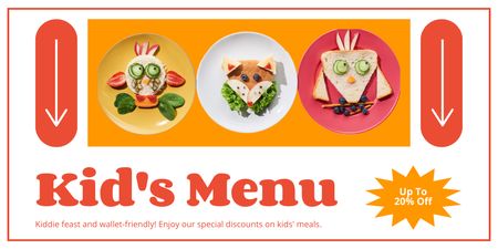 Modèle de visuel Annonce d'un menu savoureux pour enfants au restaurant Fast Casual - Twitter
