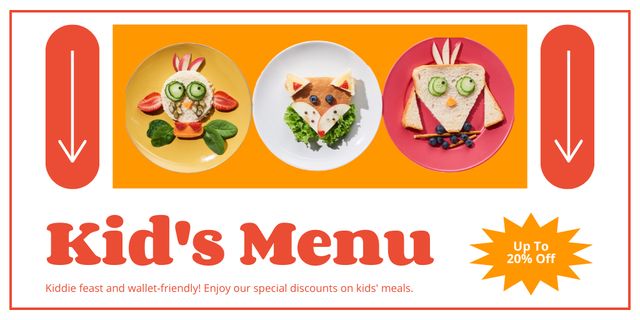 Ad of Tasty Kid's Menu at Fast Casual Restaurant Twitter Design Template