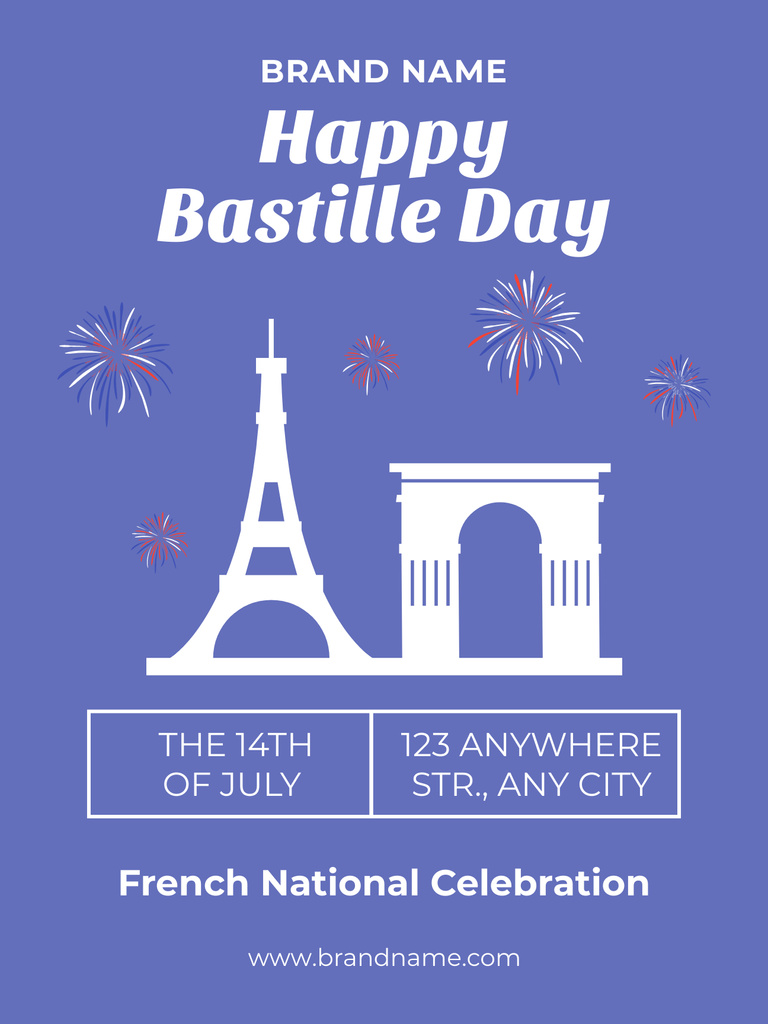 Happy Bastille Day Event Celebration Poster US Design Template