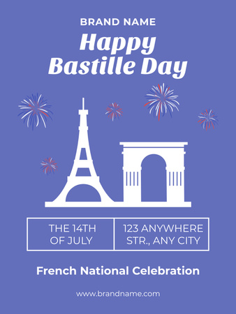 Happy Bastille Day Сelebration Poster US Design Template