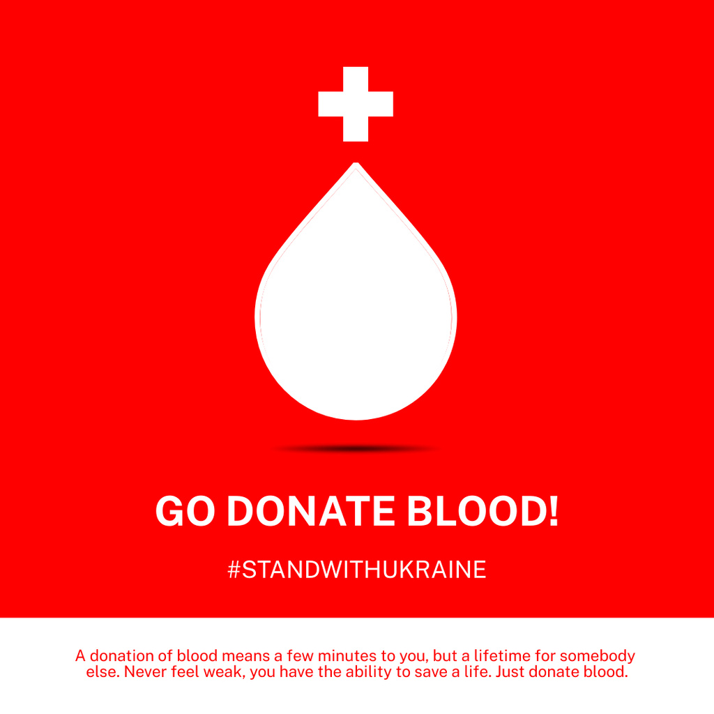 Call to Become Blood Donor for Ukrainians Instagram Design Template