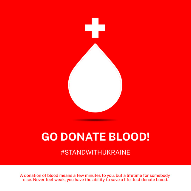 Call to Become Blood Donor for Ukrainians Instagram Design Template
