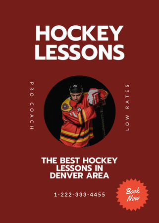 Modèle de visuel Publicité pour les leçons de hockey - Flayer