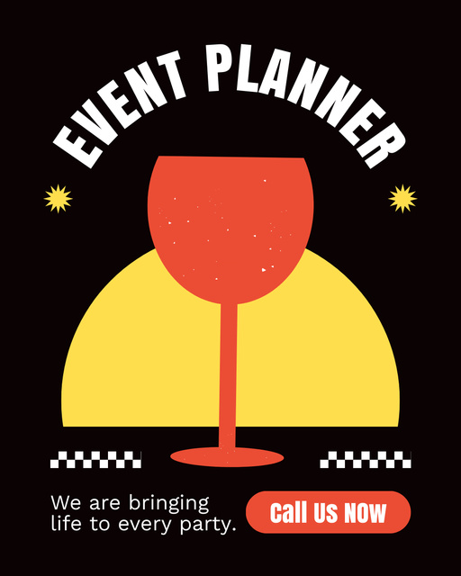 Event Planner Services Promo with Red Glass Instagram Post Verticalデザインテンプレート