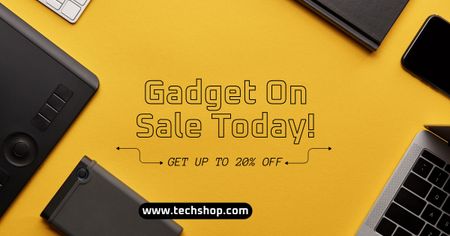 Ανακοίνωση πώλησης gadget στο κίτρινο Facebook AD Πρότυπο σχεδίασης