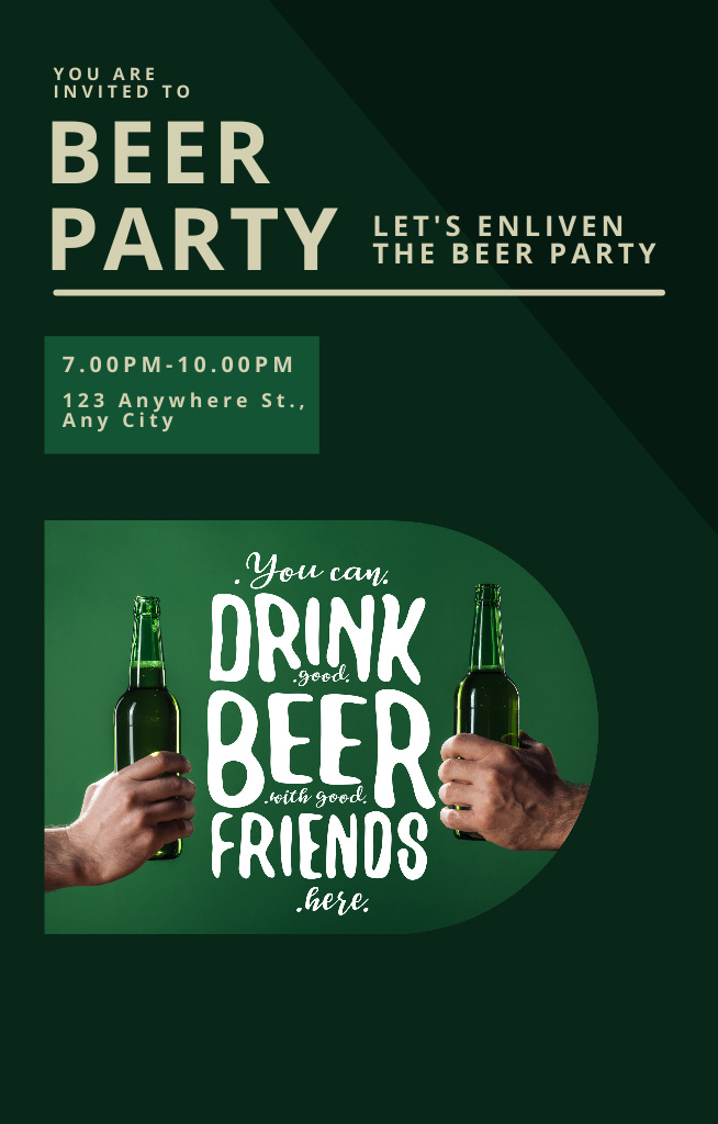 Beer and Drinks Party Invitation 4.6x7.2in Tasarım Şablonu