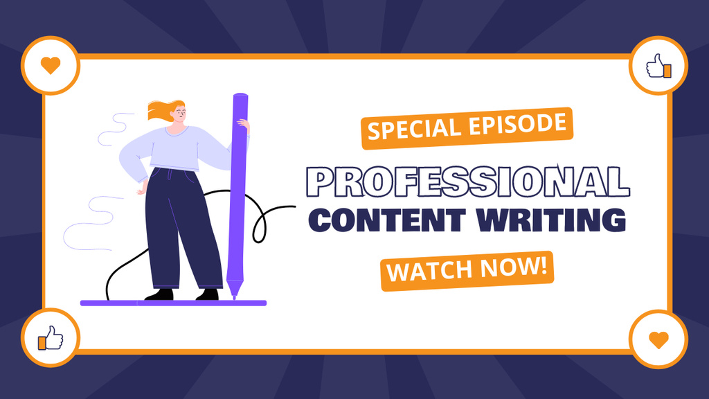 Professional Content Writing Special Vlog Episode Youtube Thumbnail – шаблон для дизайна
