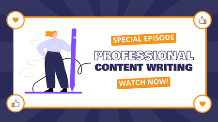 Professional Content Writing Special Vlog Episode Youtube Thumbnail Design Template