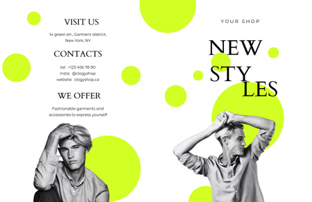 Fashion Ad with Stylish Men Brochure 11x17in Bi-fold Design Template