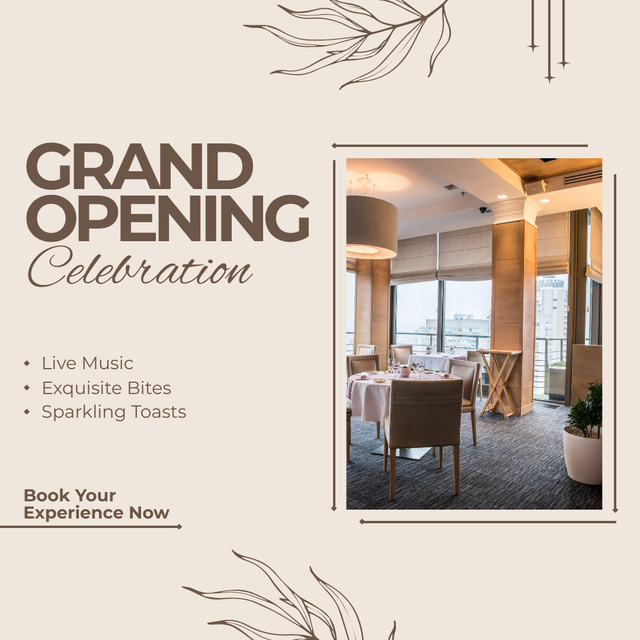 Grand Opening Celebration In Elegant Restaurant Instagram AD Design Template