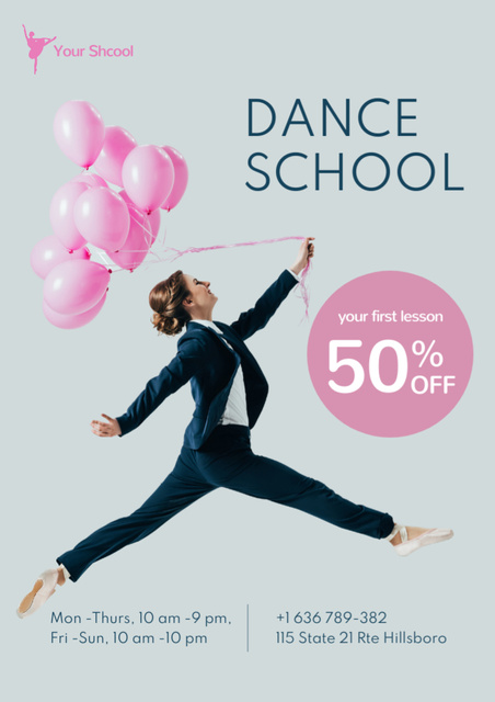Dance Studio Discount Offer Flyer A4 Design Template