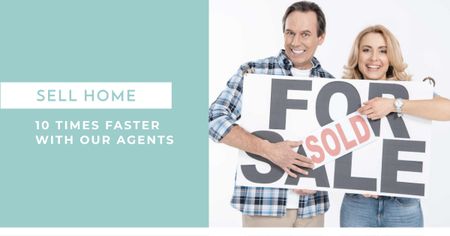 Real estate agent advertisement with happy Couple Facebook AD Design Template