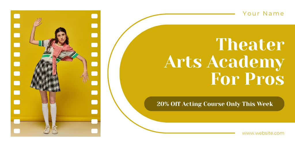 Designvorlage Discount on Theater Academy Course für Twitter