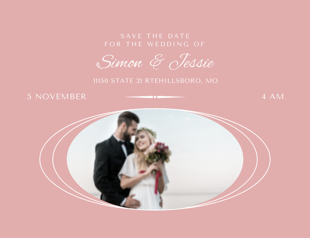 Template di design Wedding Announcement With Happy Newlyweds Invitation 13.9x10.7cm Horizontal