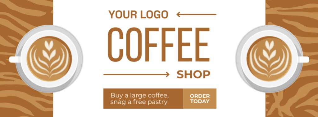 Ontwerpsjabloon van Facebook cover van Appetizing Coffee Offer With Free Pastry