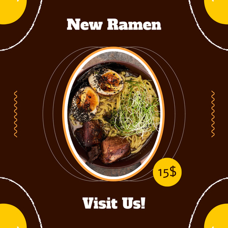 Asian Cuisine Dish with Noodles Instagram Design Template