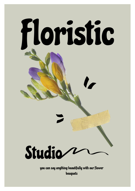 Floristic Studio Services Offer Poster A3 Šablona návrhu