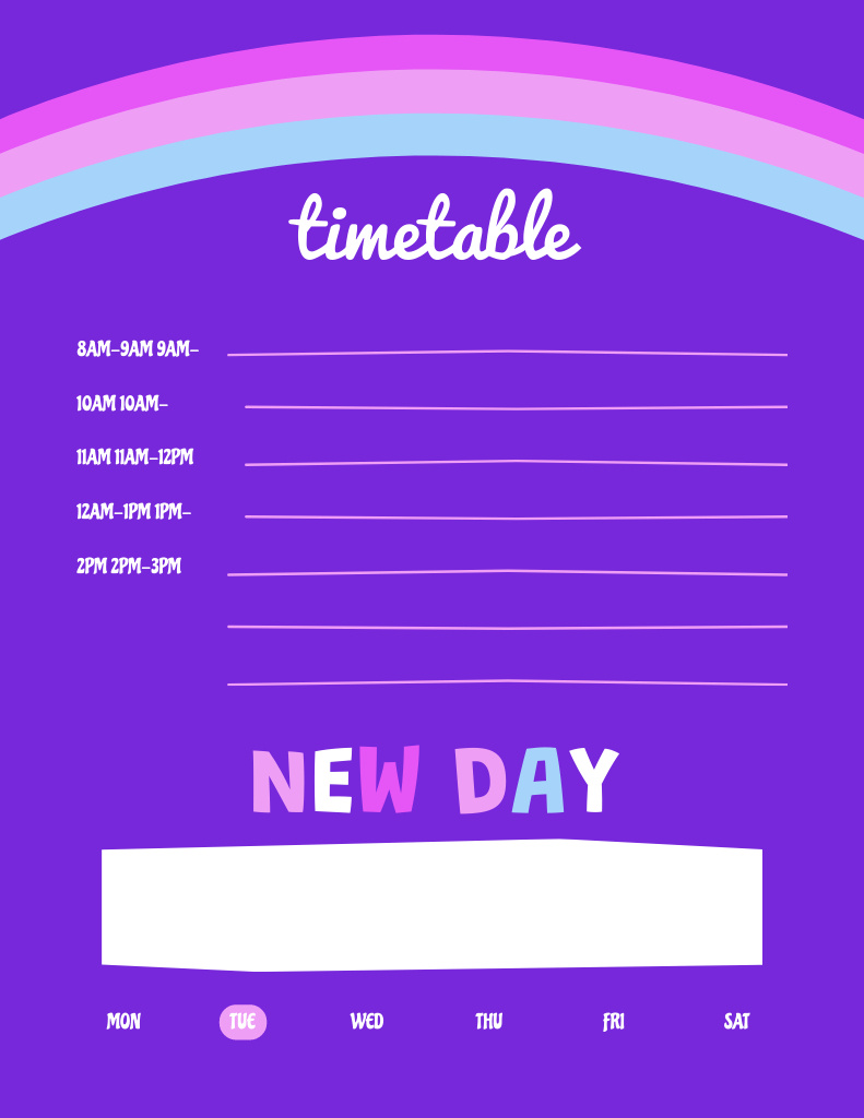 Daily Planner Timetable Notepad 8.5x11in Design Template