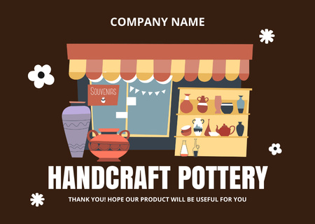 Handcraft Pottery Offer With Jugs And Vases Card Design Template