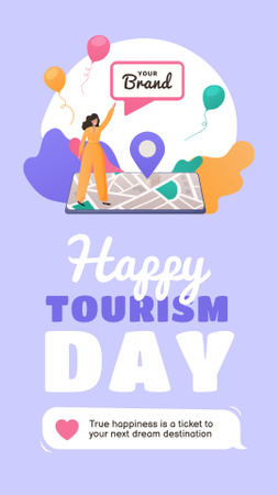 Kadın ve Harita ile Turizm Günü Kutlaması Instagram Video Story Tasarım Şablonu
