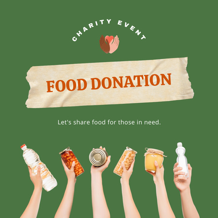 Ontwerpsjabloon van Instagram van Charity Food Donation Event