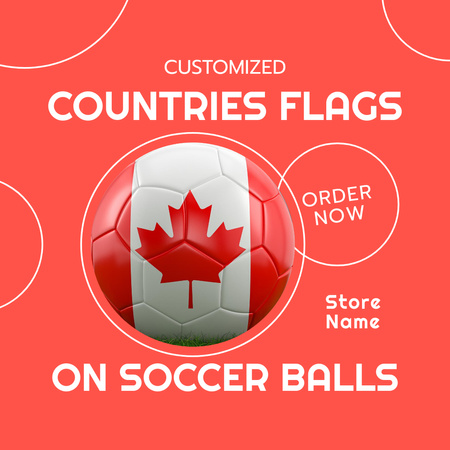 Bandeiras de países personalizadas em bolas de futebol Instagram Modelo de Design