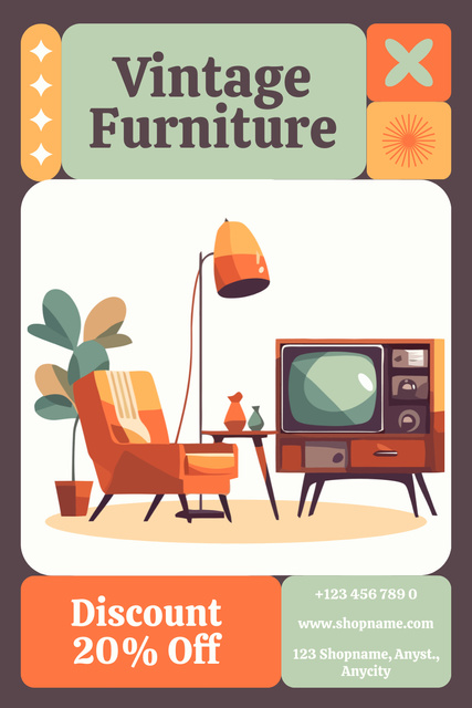 Platilla de diseño Bygone Era Furniture For Living Room With Discount Pinterest