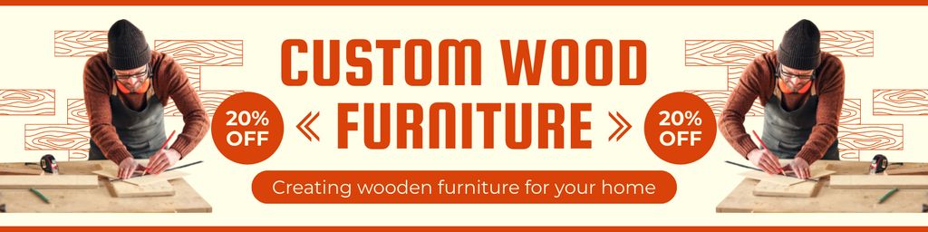 Ontwerpsjabloon van Twitter van Ad of Custom Wood Furniture Sale