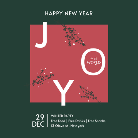 New Year Party Announcement on Green and Red Instagram Design Template