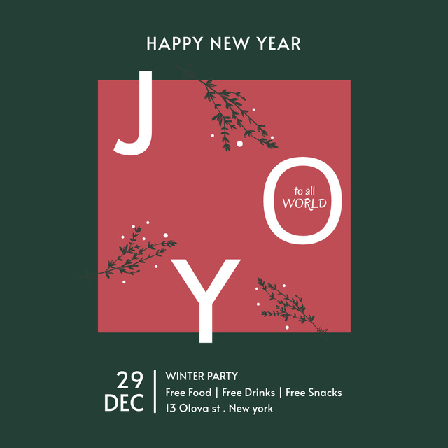 New Year Party Announcement on Green and Red Instagram Modelo de Design