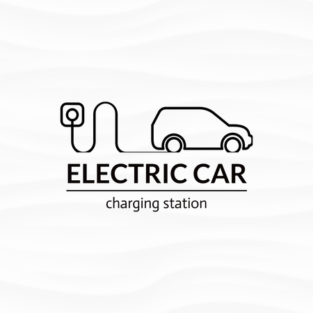 Electric Car at Charging Station Logo 1080x1080px Modelo de Design