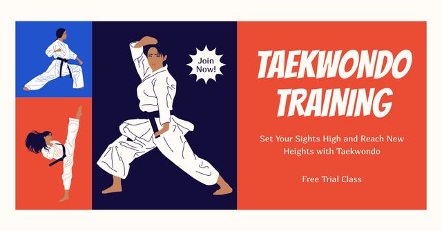 Designvorlage Offer of Taekwondo Training für Facebook AD