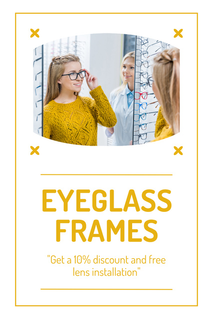 Modèle de visuel Beautiful Young Woman Trying on Glasses - Pinterest