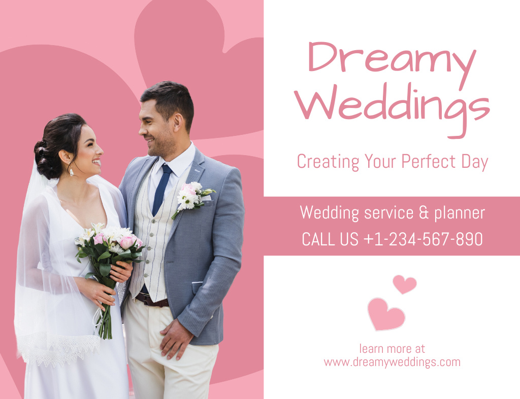 Wedding Planning Services Thank You Card 5.5x4in Horizontal Modelo de Design