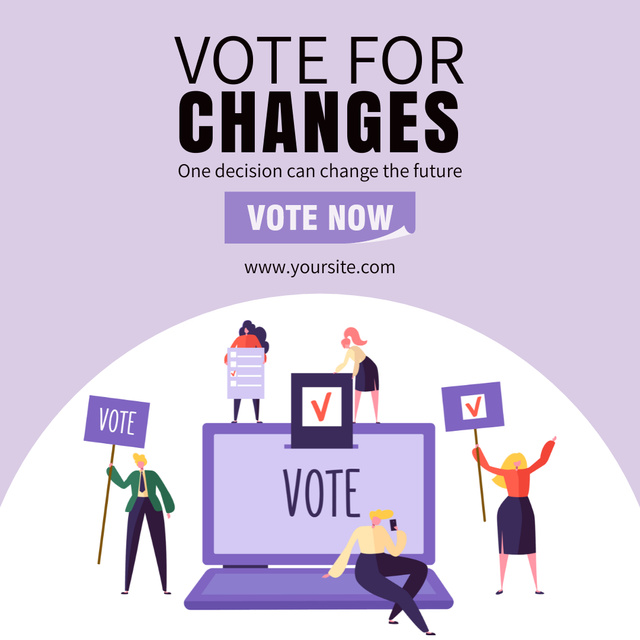 Ontwerpsjabloon van Instagram AD van Call to Vote for Change on Purple