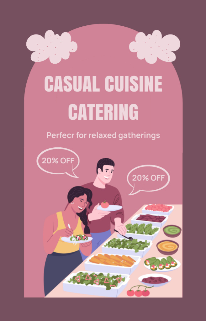 Offer Discounts on Casual Cuisine Catering IGTV Cover Design Template