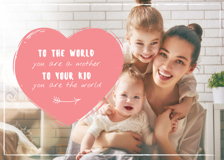 Mother with kids on Mother's Day Postcard 5x7in Design Template