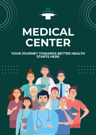 Competent Medical Center Promotion With Slogan And Doctors Flayer Design Template