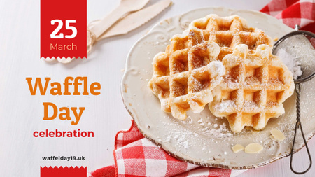 Waffle Day Offer Hot Delicious Waffles FB event cover Design Template