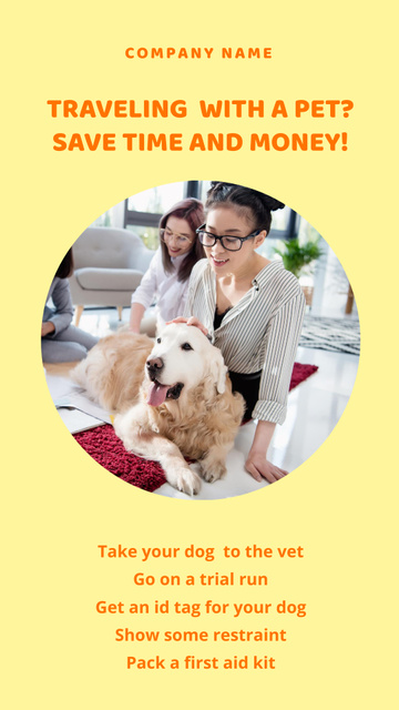 Young Beautiful Woman Petting Cute Dog at Home Instagram Video Story Design Template
