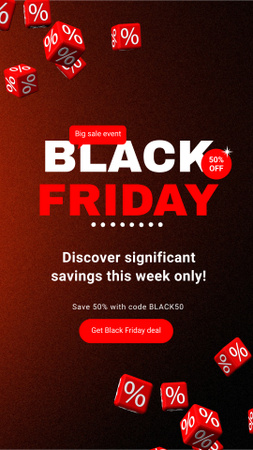 Black Friday Sale Event With Promo Code Instagram Video Story Design Template