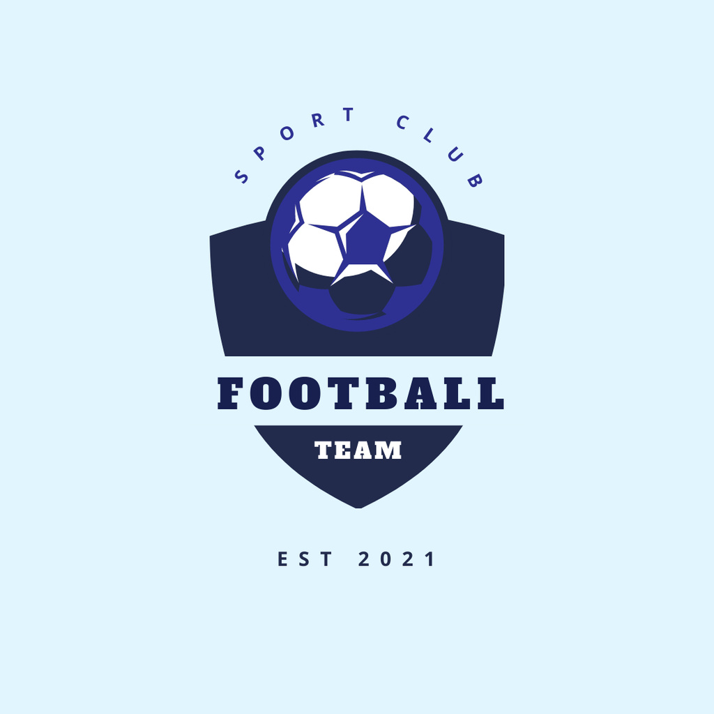 Soccer Sport Club Emblem with Ball and Shield Logo 1080x1080px tervezősablon