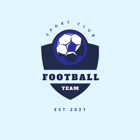 Soccer Sport Club Emblem with Ball and Shield Logo 1080x1080px Design Template
