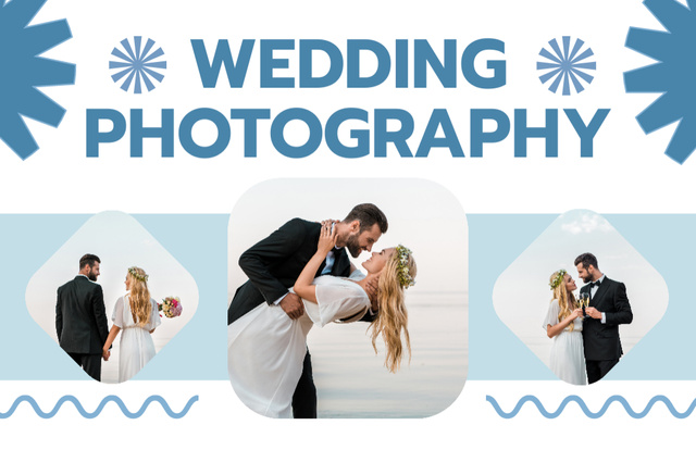 Wedding Photography Offer Layout with Collage Business Card 85x55mmデザインテンプレート