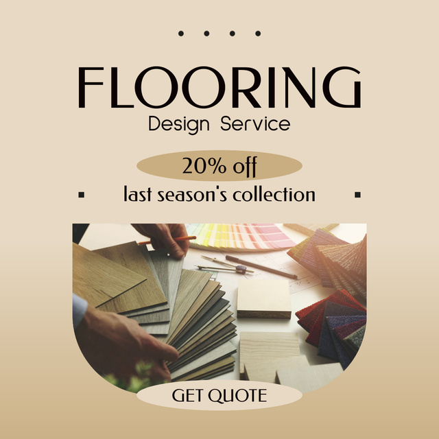 Plantilla de diseño de Flooring Design Service With Discounts For Seasonal Collection Animated Post 