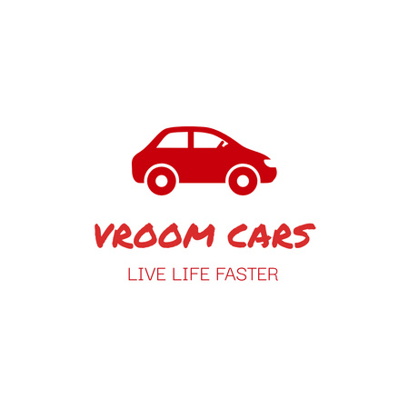 Emblem with Red Car And Slogan Logo 1080x1080px Design Template