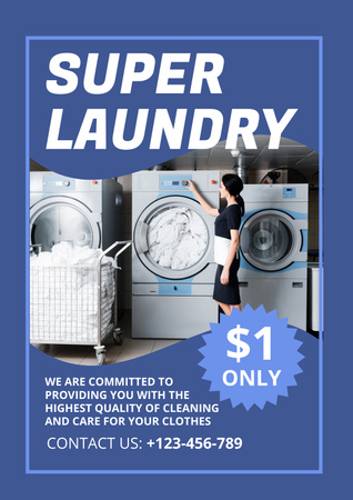 Platilla de diseño Super Laundry Service Offer Poster
