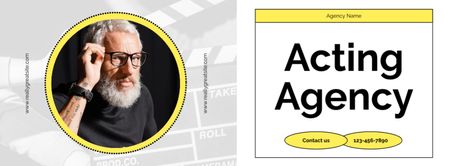 Offering Acting Agency Services with Elderly Actor Facebook cover Design Template